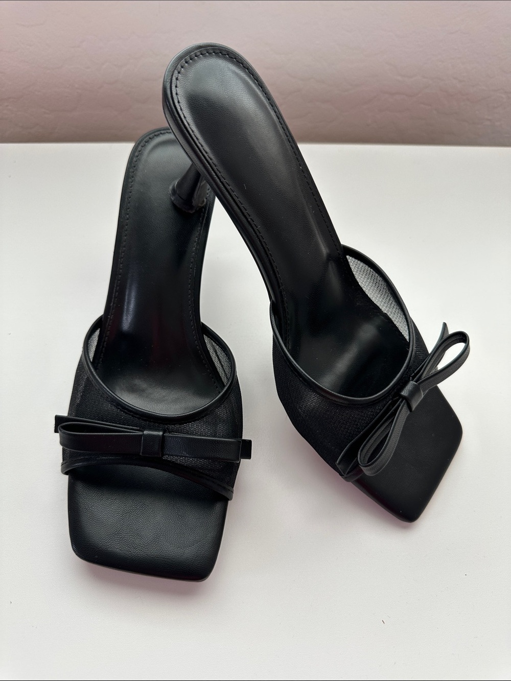 Black Mesh Slip-On Heels Size 9